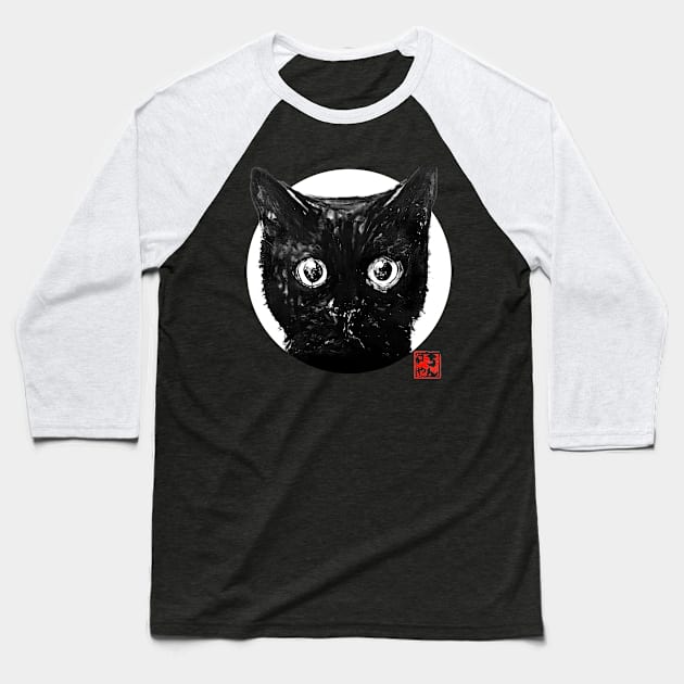 cat face Baseball T-Shirt by pechane